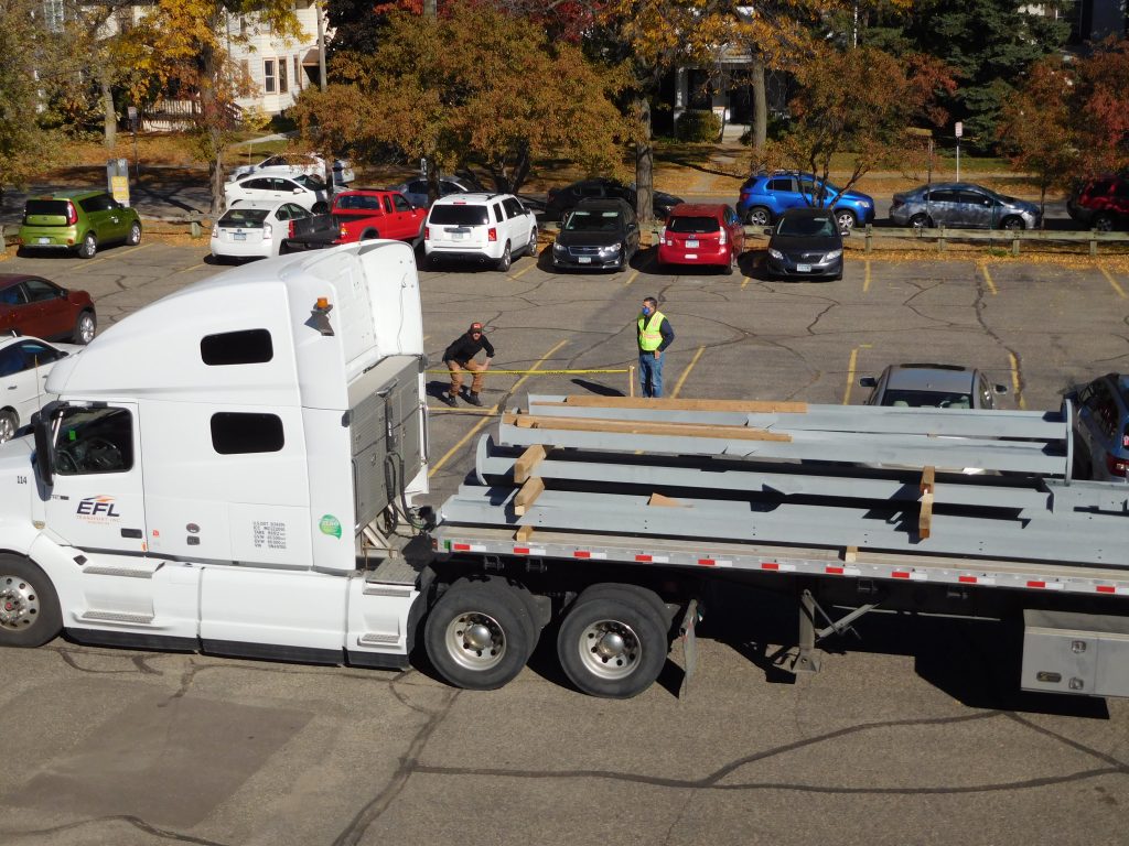 Solar girders being delivered